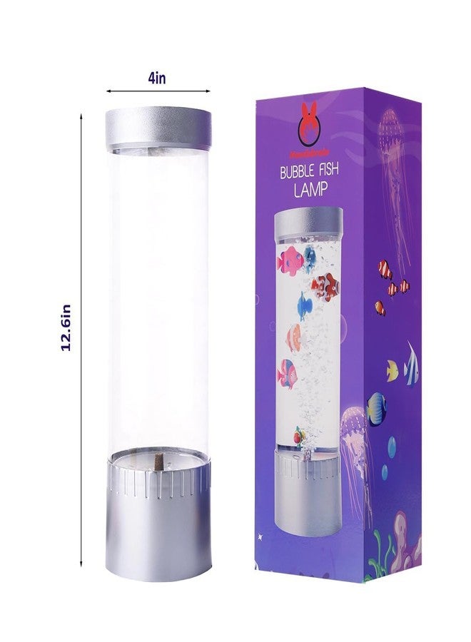 Handsbrain Bubble Fish Lamp with 6 Floating Fake Fish - LED Aquarium Night Light with Bubbles - Cylindrical Transparent Tank, Perfect for Kids’ Rooms, Offices, and Living Spaces - Image 3